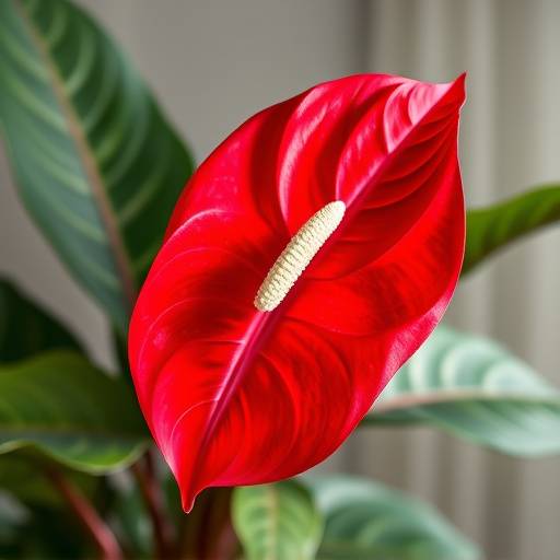 Planta Antürio com flor vermelha brilhante